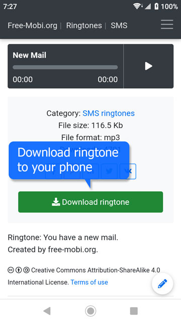Custom notification sound: download ringtone