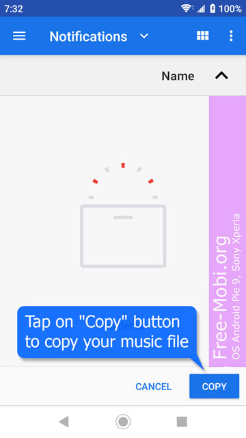 Custom notification sound: copy file